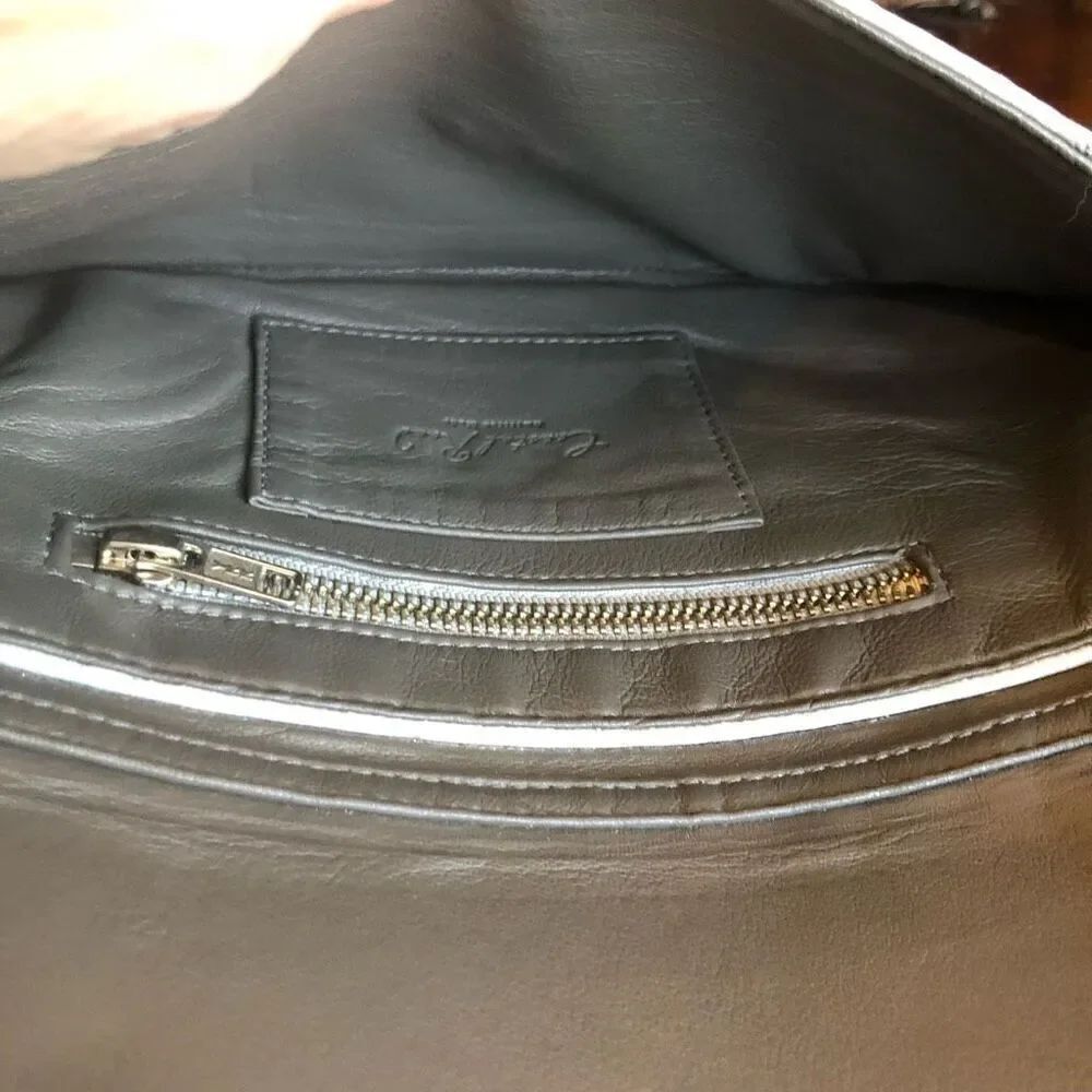 COASTAL ROAD -🎉HP🎉 Gray Marble Custom-Made Leather Zipper-Accent Envelope Clutch - Picture 5 of 15